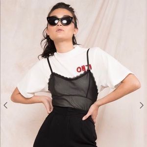 Eggie White Mock Neck Cropped Top NEW WITHOUT TAG